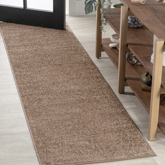 Haze Solid Low-Pile Brown 2 ft. x 14 ft. Runner Rug