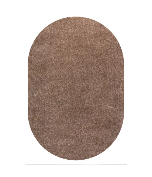 Haze Solid Low-Pile Brown 4 ft. x 6 ft. Oval Area Rug