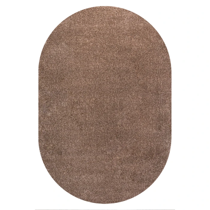 Haze Solid Low-Pile Brown 4 ft. x 6 ft. Oval Area Rug
