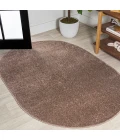 Haze Solid Low-Pile Brown 4 ft. x 6 ft. Oval Area Rug