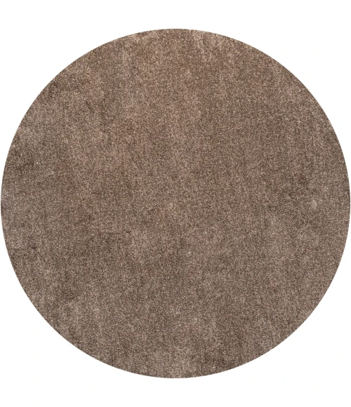 Haze Solid Low-Pile Brown 6' Round Area Rug