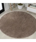 Haze Solid Low-Pile Brown 6' Round Area Rug