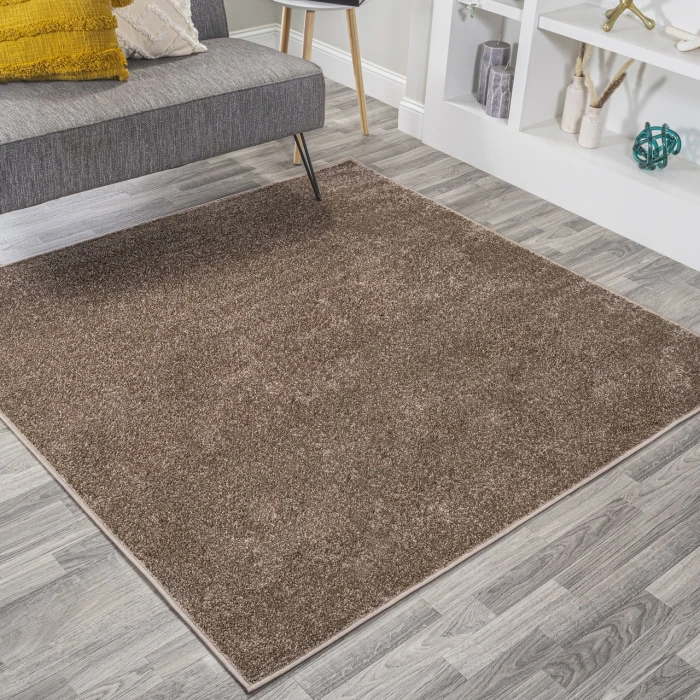 Haze Solid Low-Pile Brown 9' Square Area Rug