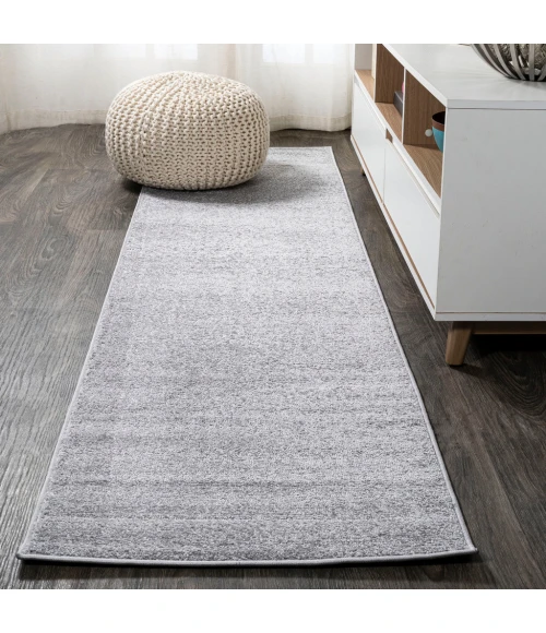 Haze Solid Low-Pile Light Gray 2 ft. x 14 ft. Runner Rug