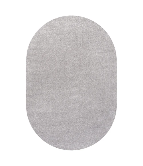 Haze Solid Low-Pile Light Gray 5 ft. x 8 ft. Oval Area Rug