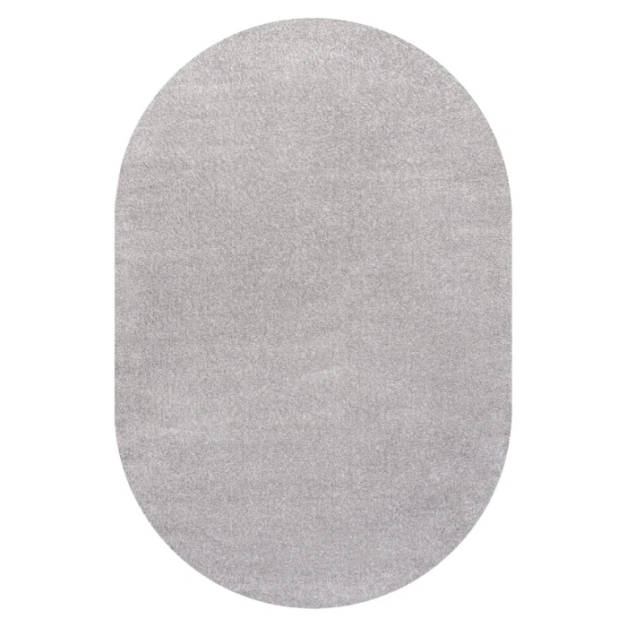 Haze Solid Low-Pile Light Gray 4 ft. x 6 ft. Oval Area Rug