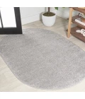 Haze Solid Low-Pile Light Gray 5 ft. x 8 ft. Oval Area Rug