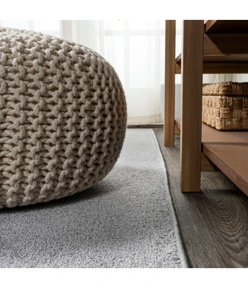 Haze Solid Low-Pile Light Gray 5 ft. x 8 ft. Oval Area Rug