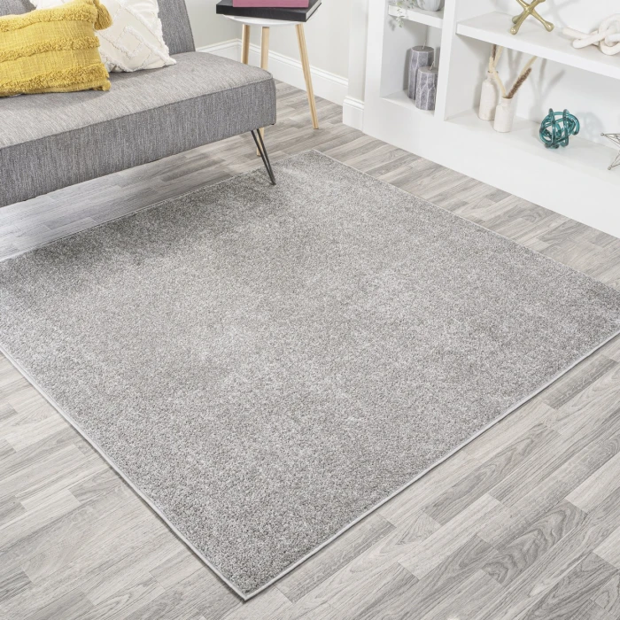 Haze Solid Low-Pile Light Gray 5' Square Area Rug