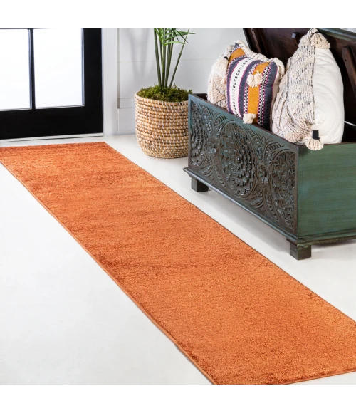 Haze Solid Low-Pile Orange 2 ft. x 14 ft. Runner Rug