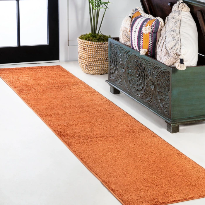 Haze Solid Low-Pile Orange 2 ft. x 10 ft. Runner Rug