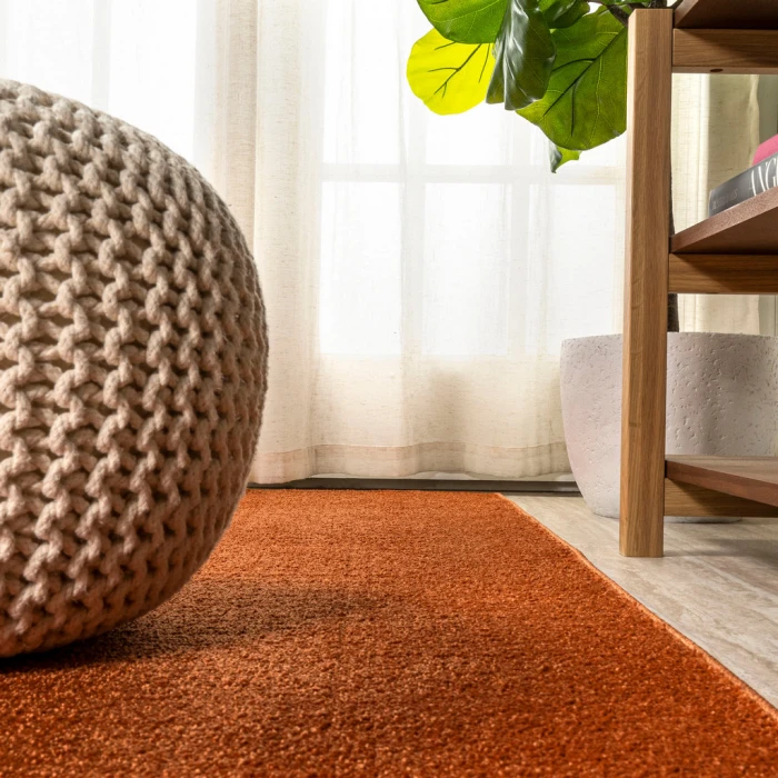 Haze Solid Low-Pile Orange 10 ft. x 14 ft. Area Rug