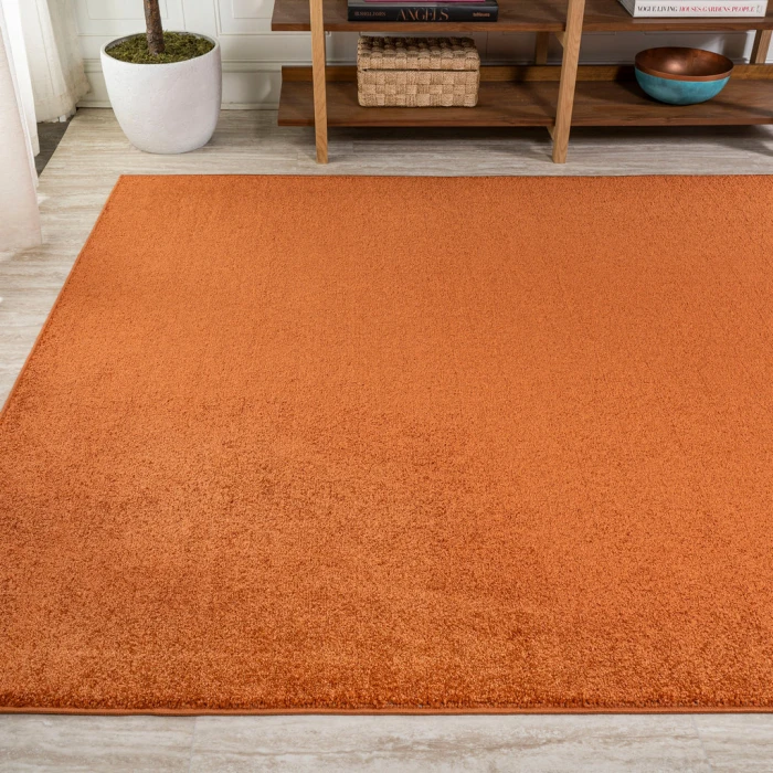 Haze Solid Low-Pile Orange 10 ft. x 14 ft. Area Rug
