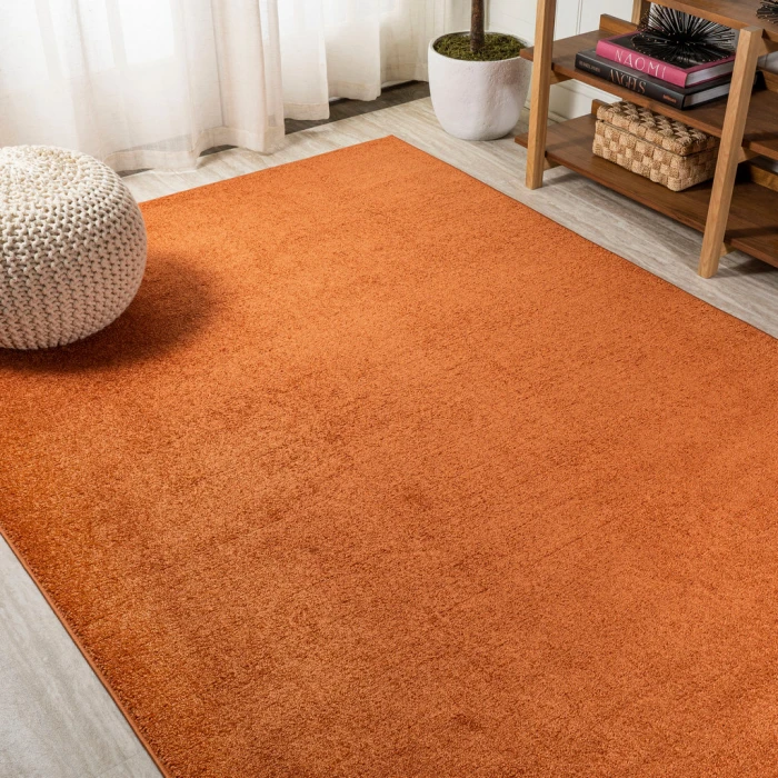 Haze Solid Low-Pile Orange 10 ft. x 14 ft. Area Rug