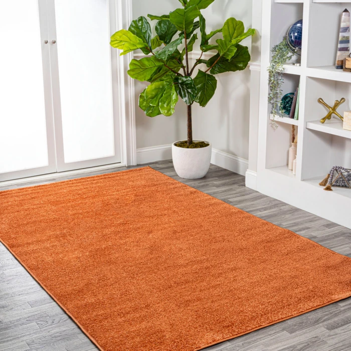 Haze Solid Low-Pile Orange 10 ft. x 14 ft. Area Rug