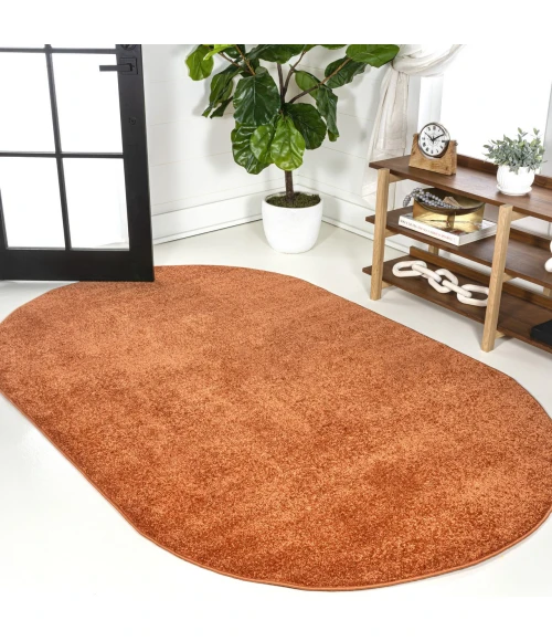Jonathan Y SUPERSOFT Orange SEU100M 3ft. X 5ft. Oval Oval Rug