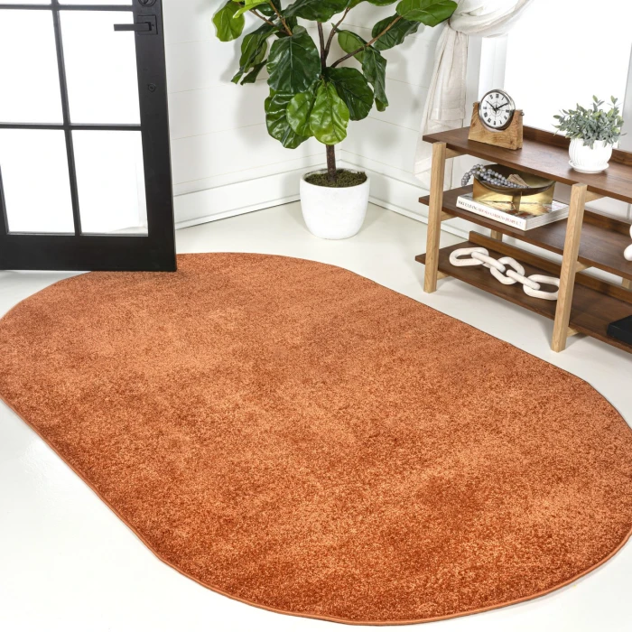 Jonathan Y SUPERSOFT Orange SEU100M 3ft. X 5ft. Oval Oval Rug