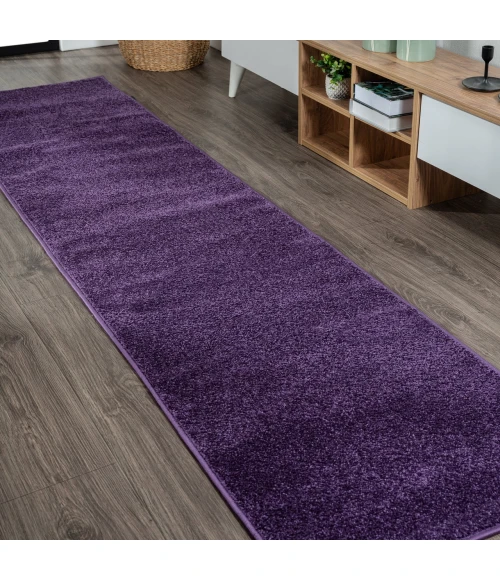 Haze Solid Low-Pile Purple 2 ft. x 16 ft. Runner Rug