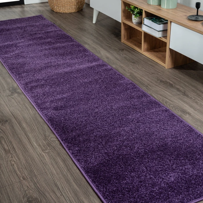 Haze Solid Low-Pile Purple 2 ft. x 8 ft. Runner Rug