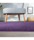 Haze Solid Low-Pile Purple 4 ft. x 6 ft. Oval Area Rug