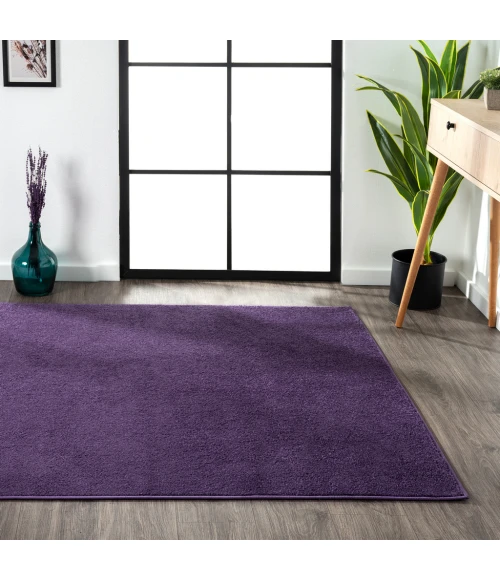 Haze Solid Low-Pile Purple 9 ft. x 12 ft. Area Rug