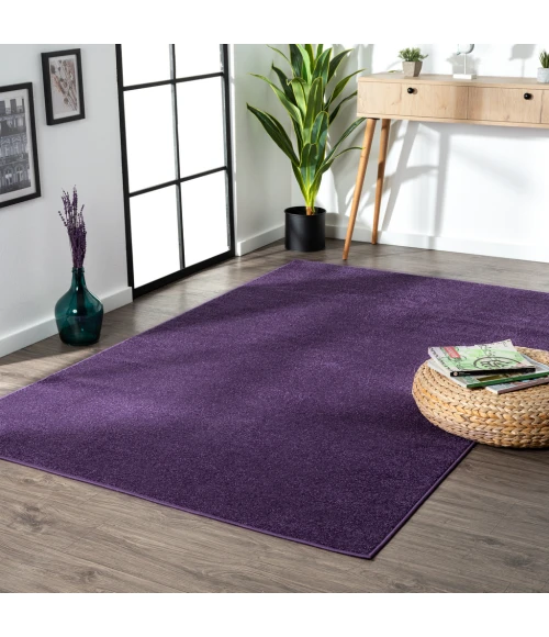 Haze Solid Low-Pile Purple 9 ft. x 12 ft. Area Rug