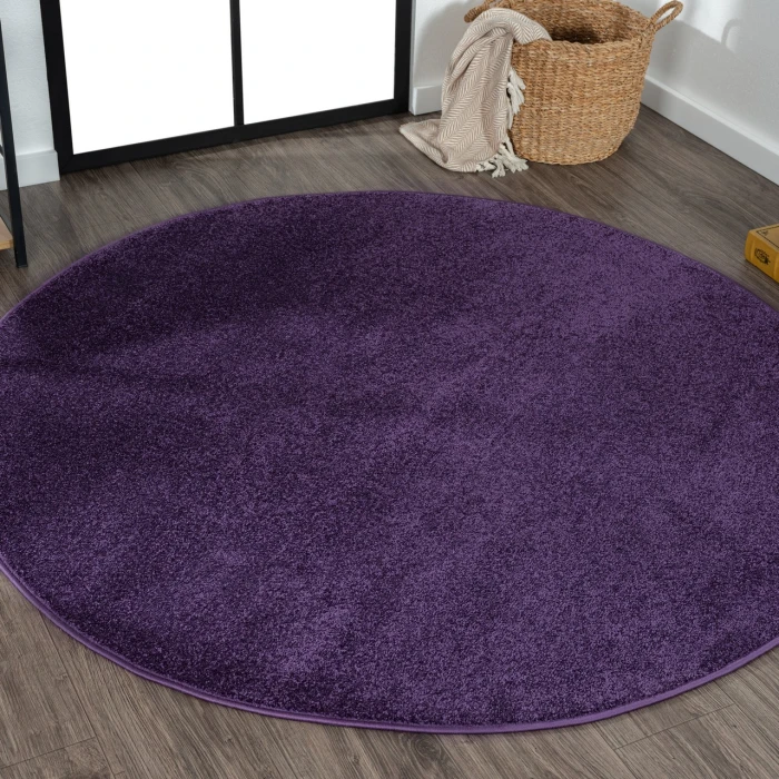 Haze Solid Low-Pile Purple 6' Round Area Rug