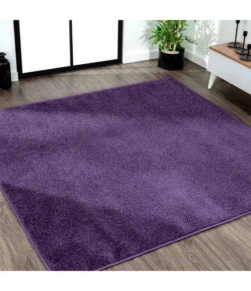 Haze Solid Low-Pile Purple 7' Square Area Rug