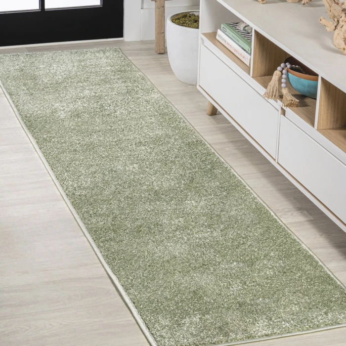 Haze Solid Low-Pile Green 2 ft. x 8 ft. Runner Rug