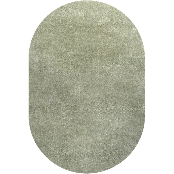 Haze Solid Low-Pile Green 5 ft. x 8 ft. Oval Area Rug