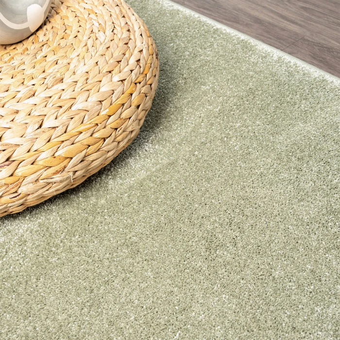 Haze Solid Low-Pile Green 5 ft. x 8 ft. Oval Area Rug
