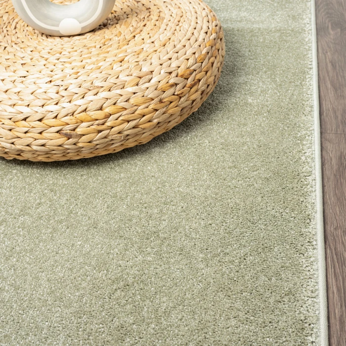 Haze Solid Low-Pile Green 5 ft. x 8 ft. Oval Area Rug