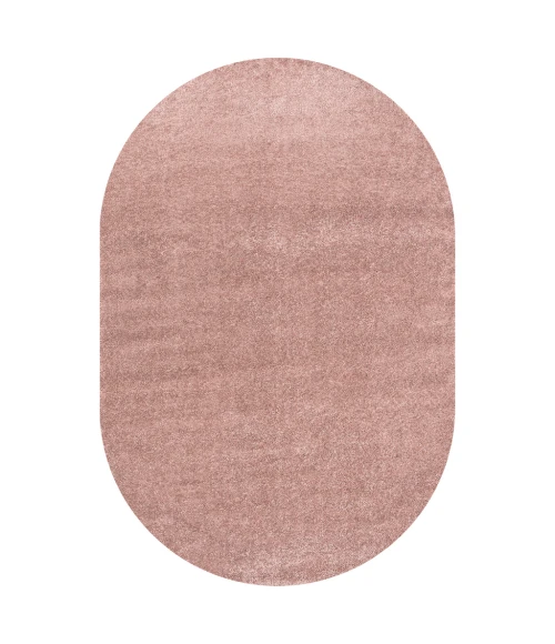 Haze Solid Low-Pile Pink 5 ft. x 8 ft. Oval Area Rug
