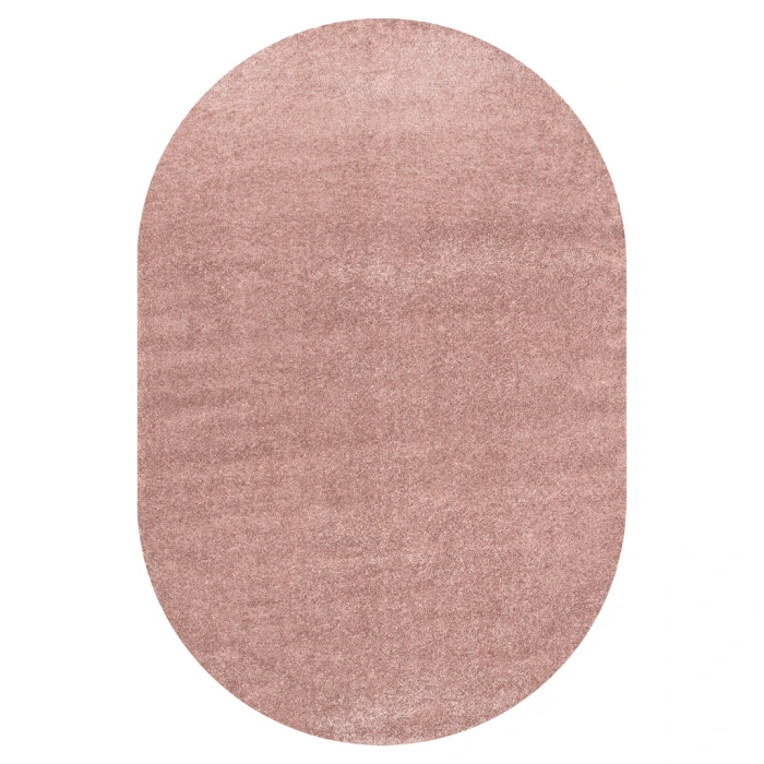 Haze Solid Low-Pile Pink 6 ft. x 9 ft. Oval Area Rug