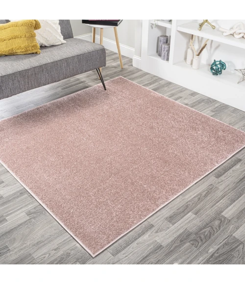 Haze Solid Low-Pile Pink 5' Square Area Rug
