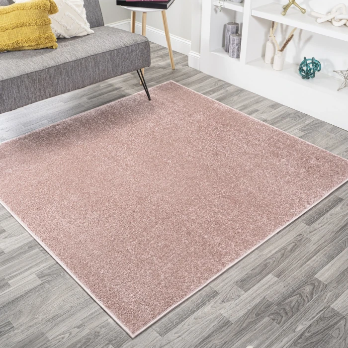 Haze Solid Low-Pile Pink 9' Square Area Rug