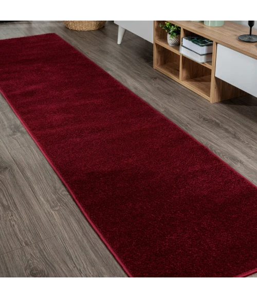 Haze Solid Low-Pile Dark Red 2 ft. x 16 ft. Runner Rug