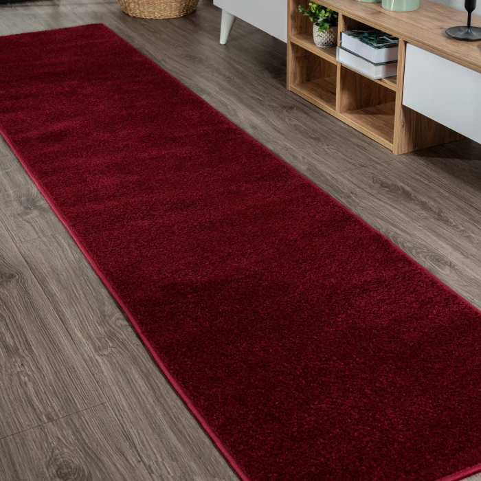 Haze Solid Low-Pile Dark Red 2 ft. x 8 ft. Runner Rug