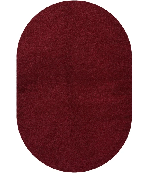 Haze Solid Low-Pile Dark Red 4 ft. x 6 ft. Oval Area Rug