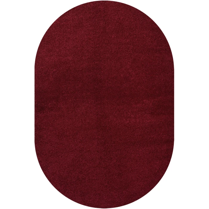 Haze Solid Low-Pile Dark Red 3 ft. x 5 ft. Oval Area Rug