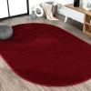 Jonathany Supersoft SEU100Q Dark Red Area Rug 3 ft. X 5 ft. Oval