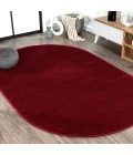 Haze Solid Low-Pile Dark Red 4 ft. x 6 ft. Oval Area Rug