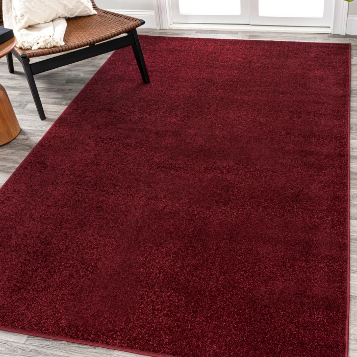 Haze Solid Low-Pile Dark Red 12 ft. x 15 ft. Area Rug