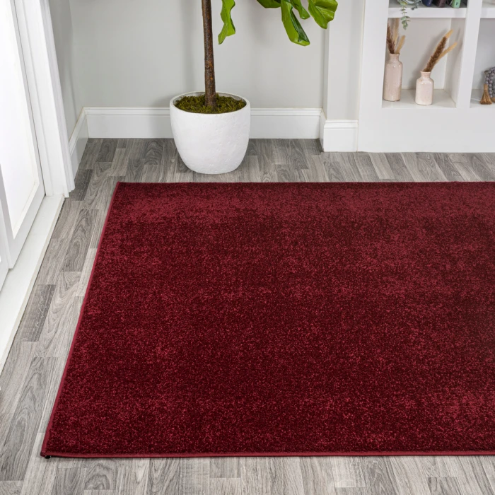 Haze Solid Low-Pile Dark Red 12 ft. x 15 ft. Area Rug