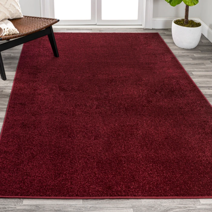 Haze Solid Low-Pile Dark Red 12 ft. x 15 ft. Area Rug