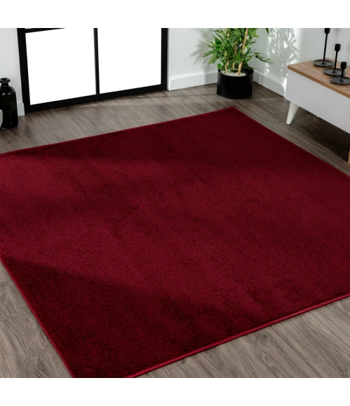 Haze Solid Low-Pile Dark Red 7' Square Area Rug