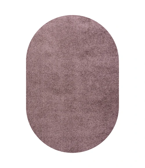 Haze Solid Low-Pile Light Purple 3 ft. x 5 ft. Oval Area Rug