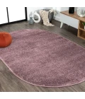 Haze Solid Low-Pile Light Purple 3 ft. x 5 ft. Oval Area Rug