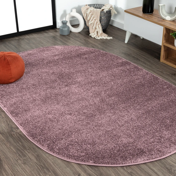 Haze Solid Low-Pile Light Purple 4 ft. x 6 ft. Oval Area Rug