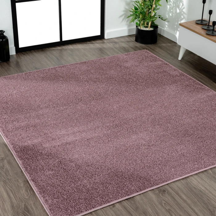 Haze Solid Low-Pile Light Purple 7' Square Area Rug